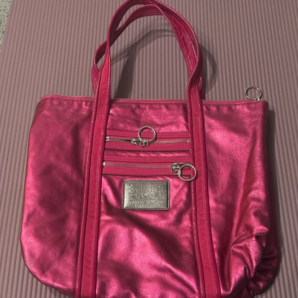 Coach magenta red Poppy tote large bag pocketbook So cuteee paint splatter - Picture 2 of 11